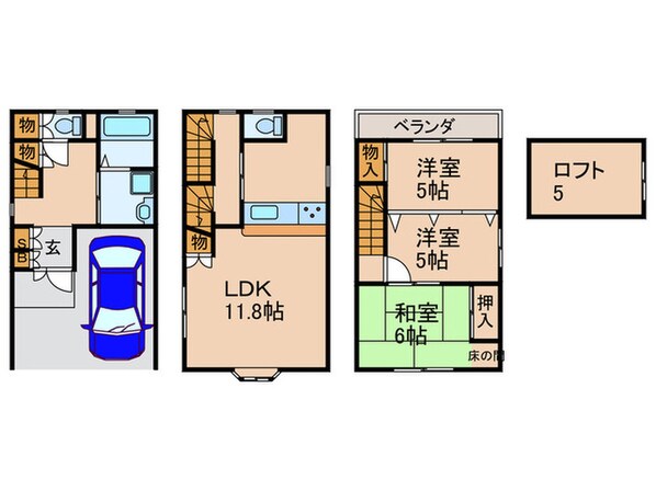 清水丘戸建の物件間取画像